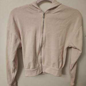 Gilly Hicks Light Pink Waffle Knit Zip-Up Hoodie